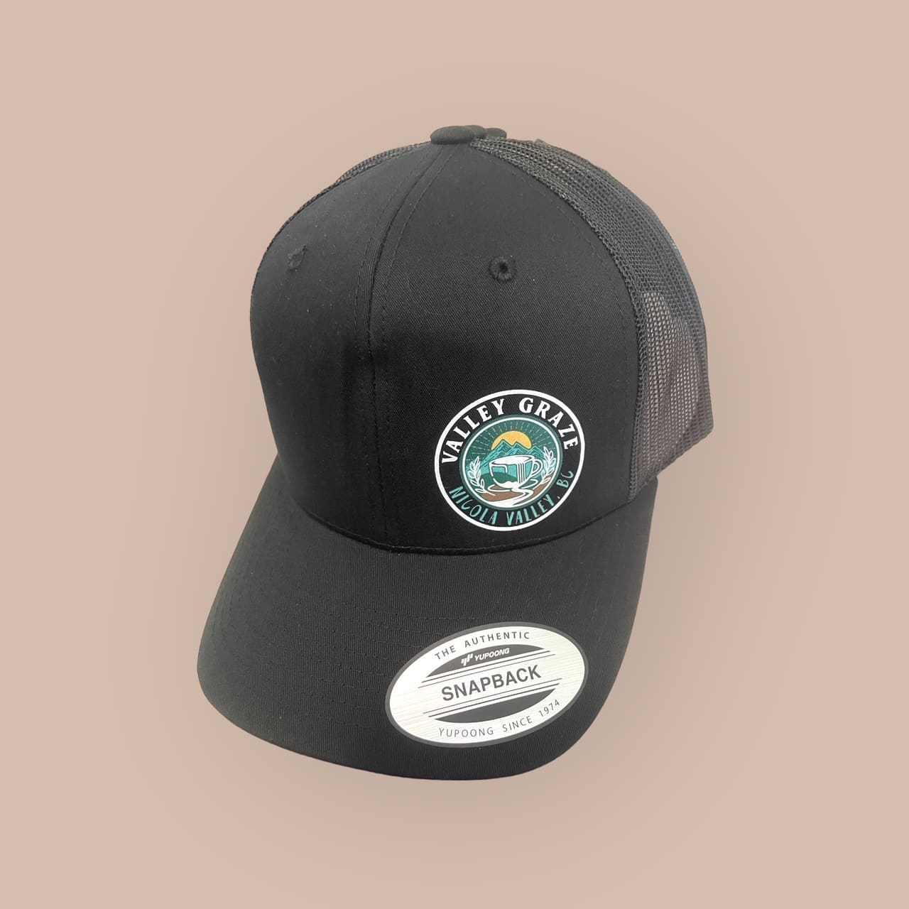 valley graze custom black hat with patch