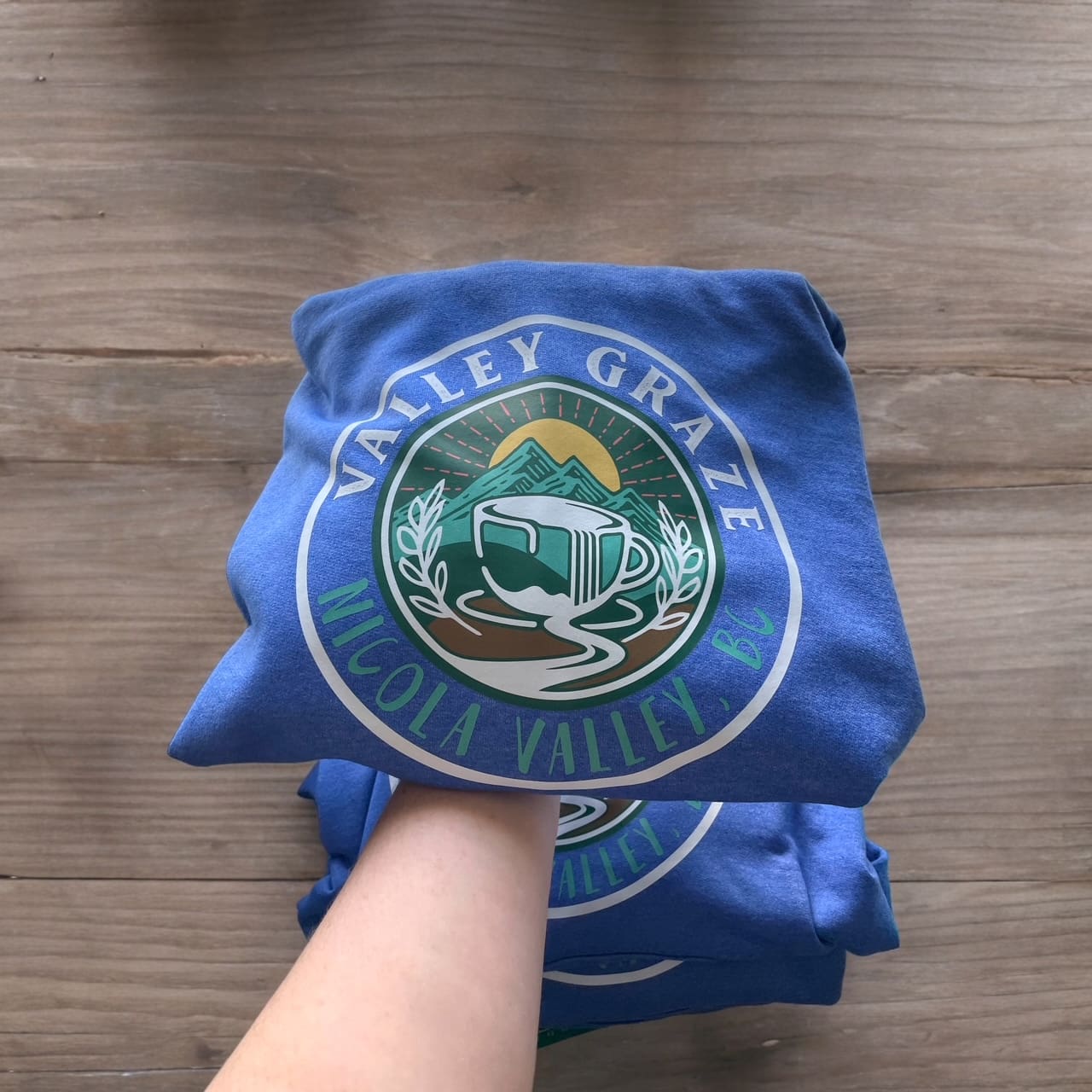 valley graze custom blue sweater